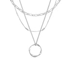 Naszyjnik z trzema rzędami kółek | Białe złoto