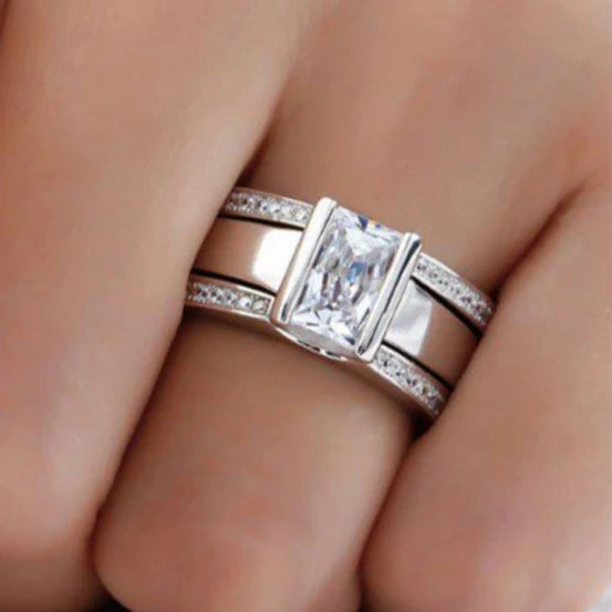 Antyczny pierścień ze szkła intarsjowanego | Białe złoto