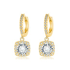 Kolczyki wiszące z kwadratową aureolą | Złoto