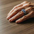 Pierścionek Vintage Złoty z Motywem Fali Oceanicznej