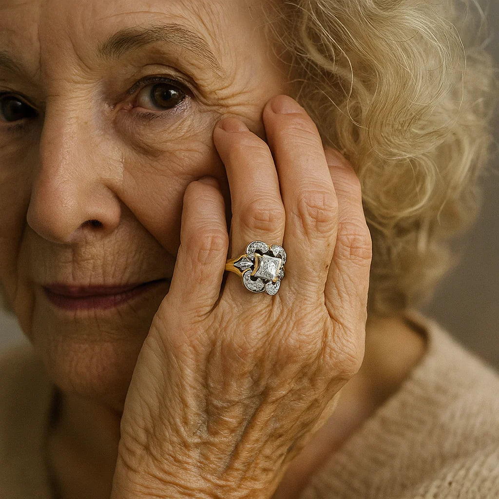 Pierścionek Vintage Złoty z Cyrkonią