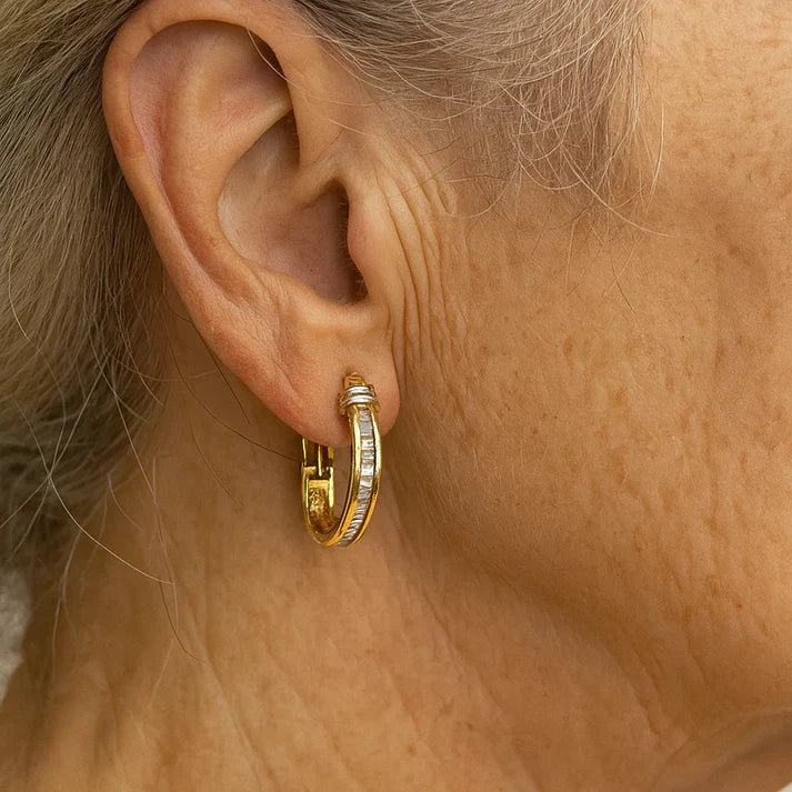 Vintage Złoto-Diamentowe Kolczyki