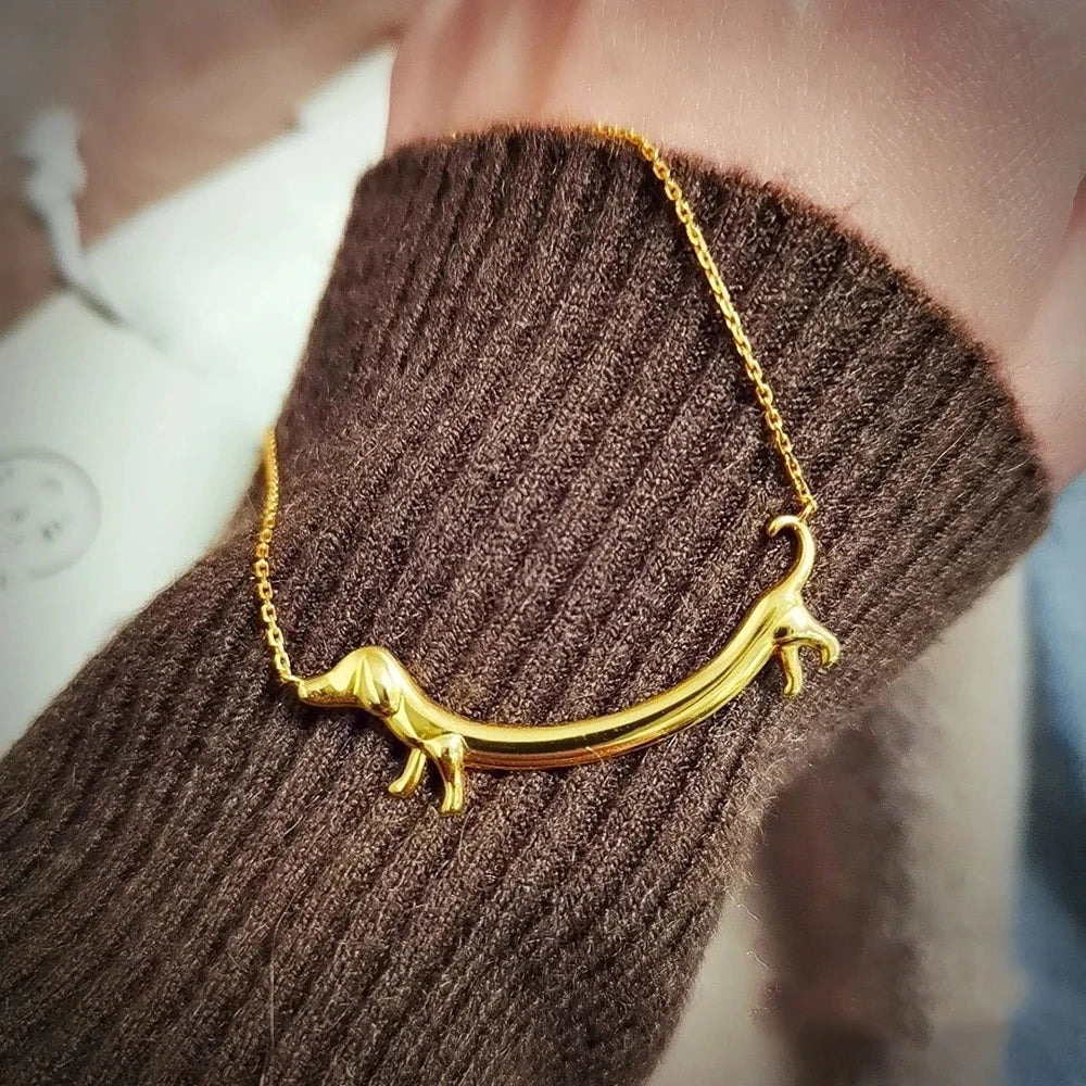 Naszyjnik Pies Kielbasa - Złoty