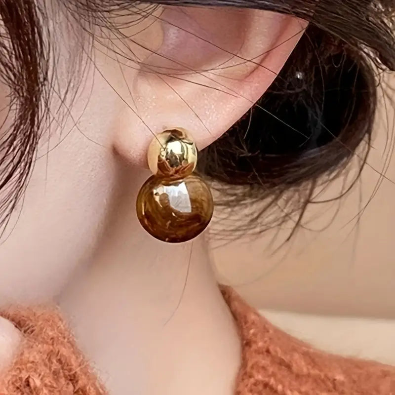Kolczyki Aurélie Amber Drop | Złoto