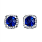Kolczyki z kwadratowymi wkrętami Saphir | Białe złoto