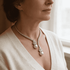 Elegancki i Błyszczący Srebrny Naszyjnik z Pereł ze Srebra Próby 925