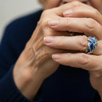 Pierścionek Vintage Złoty z Motywem Fali Oceanicznej